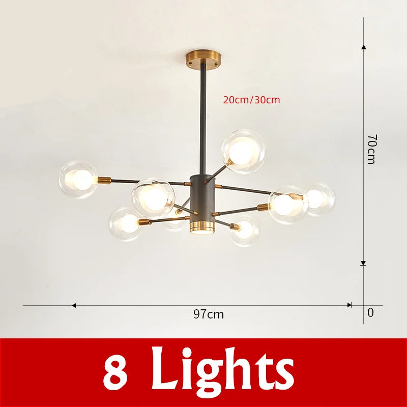 Afralia™ Glass Ball Chandelier Modern Spotlight Pendant Lamp Lighting