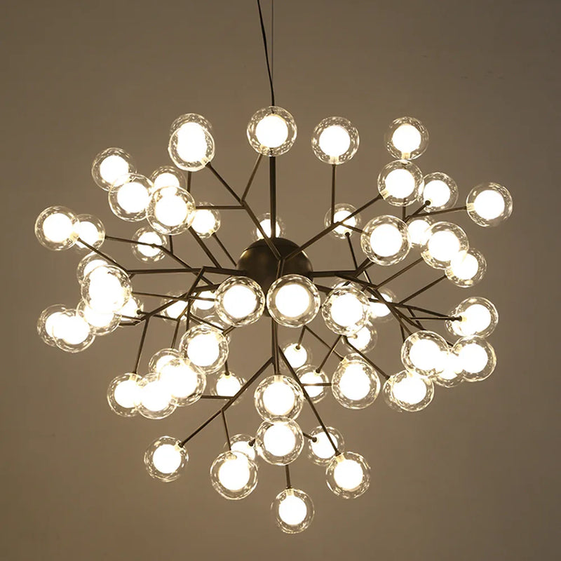 Afralia™ Heracleum Firefly Glass Ball Chandelier: Gold Luxury Lighting for Dining Kitchen Staircase