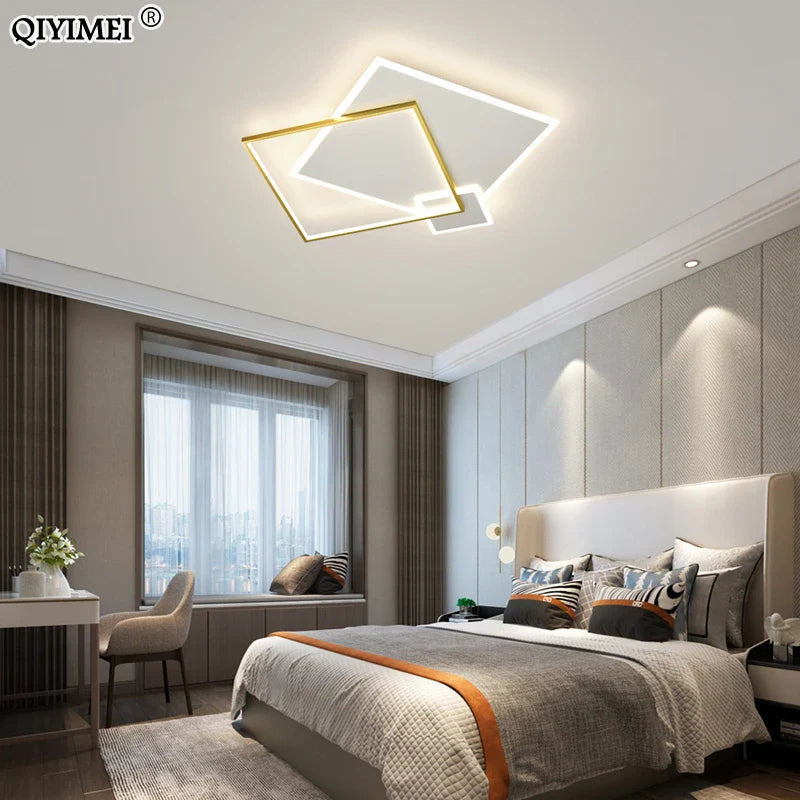 Afralia™ Modern LED Chandelier Lights for Living Dining Bedroom, Indoor Wrought Iron Acrylic Lamps