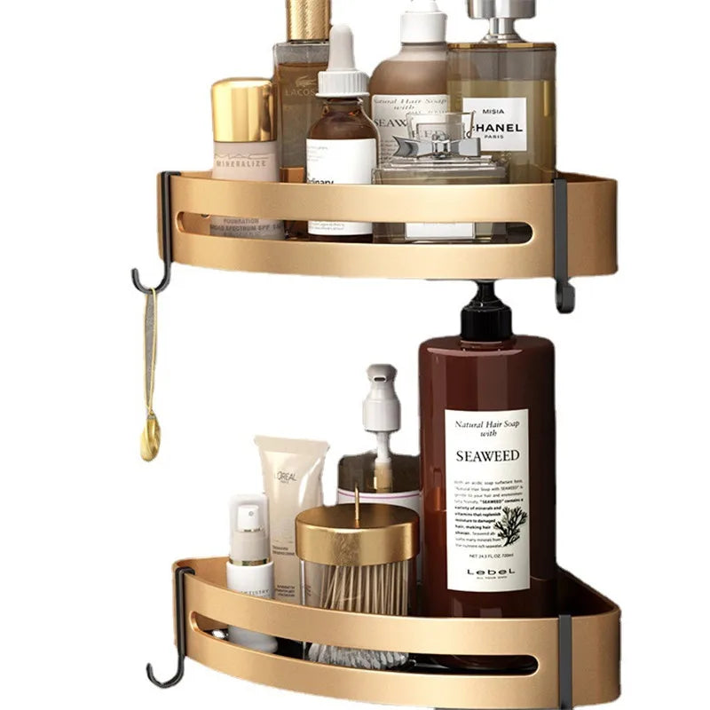 Afralia™ Aluminum Bathroom Corner Shelf - Wall Mounted Shower Storage Holder