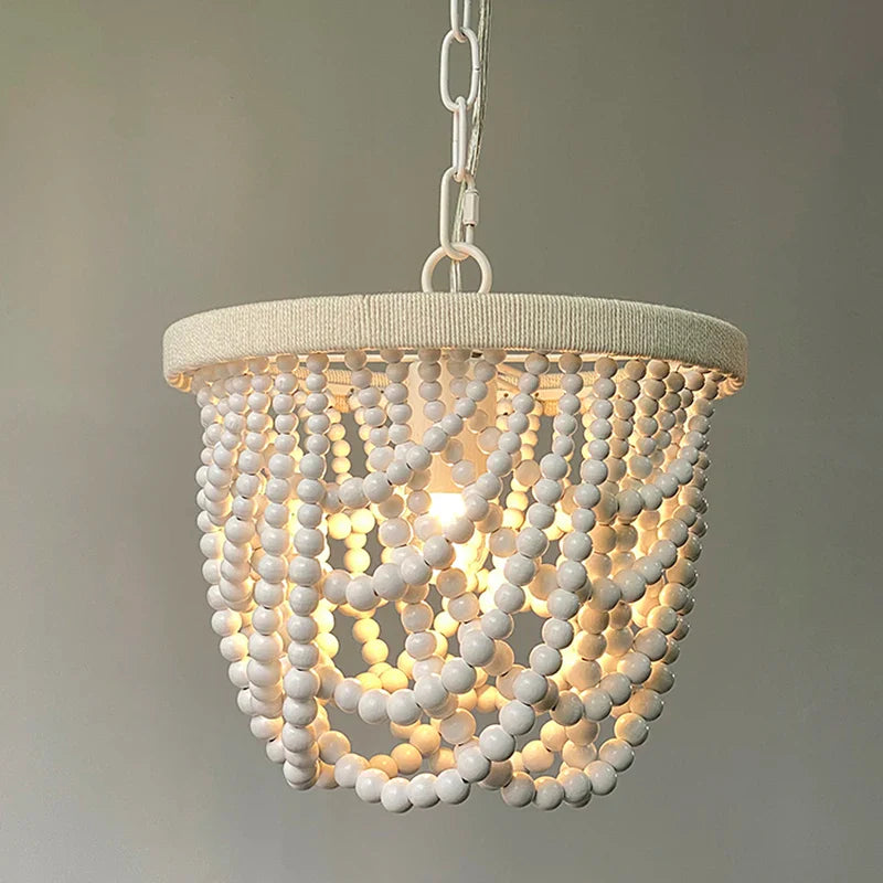 Afralia™ White Beads Chandelier: Mini Pendant Lighting for Bedroom, Kitchen, Dining Room