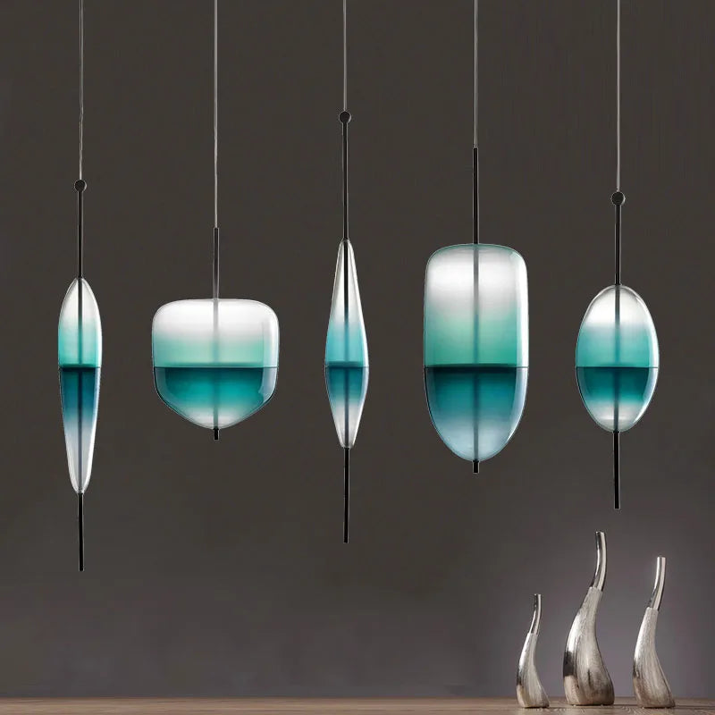 Afralia™ Night Flow Teardrop Glass Pendant Light in Blue - Italian Design Replica