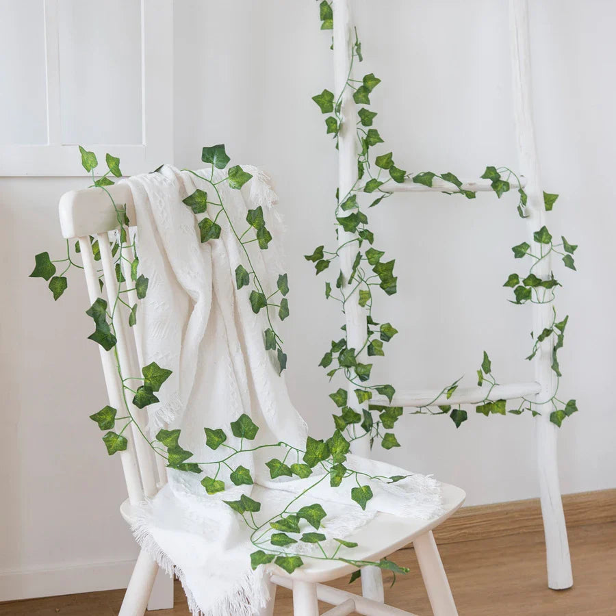 Afralia™ Artificial Hanging Christmas Garland Green Silk Leaves for Home Wedding Garden