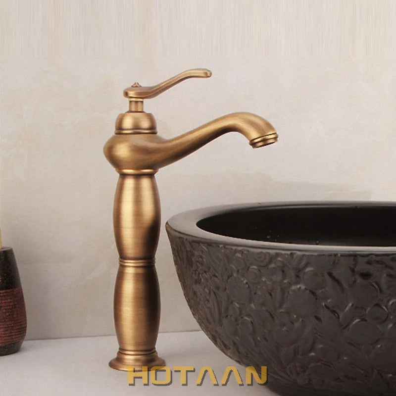 Afralia™ Antique Bronze Tall Basin Faucet - Luxury Europe Style Solid Copper Mixer