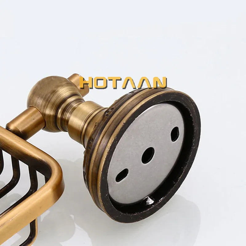 Afralia™ Antique Brass Bathroom Soap Basket Wall Mount Soap Dish Holder.