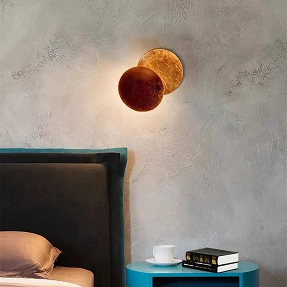 Afralia™ LED Gold Eclipse Circle Wall Lamp for Bedroom Living Room