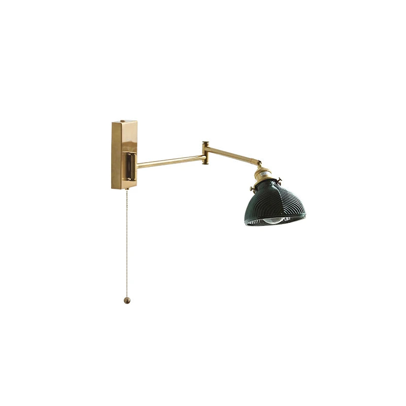 Afralia™ Swing Arm Wall Lamp with Pull Chain Switch, Rotate Ceramic Lampshade, LED Mirror Light