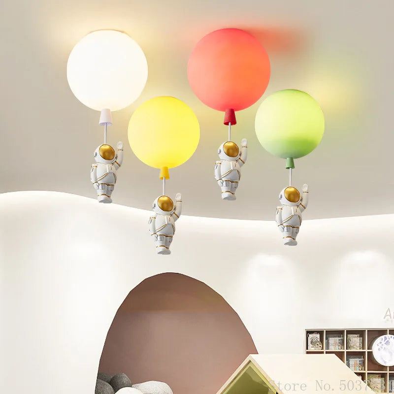 Afralia™ Kids Space Balloon LED Ceiling Lamp - Creative Nordic Cartoon Decor