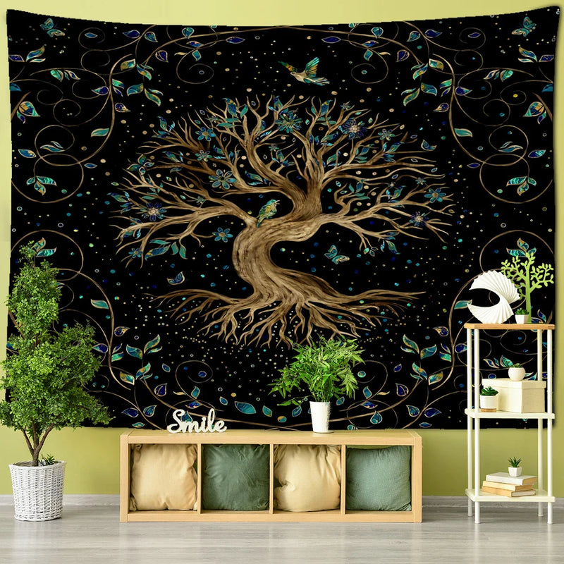 Afralia™ Psychedelic Tree of Life Cloth Tapestry Bohemian Wall Hanging Home Decor