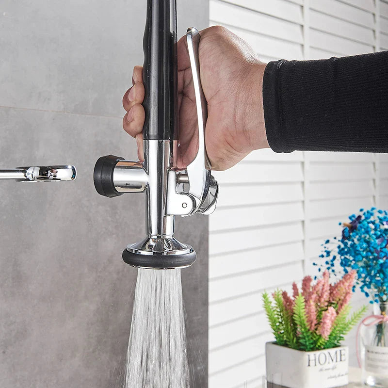 Afralia™ Chrome Spring Pull Down Kitchen Faucet with Hands-Free Sprayer Head