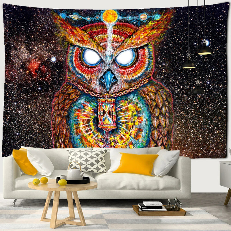 Afralia™ Psychedelic Owl Tapestry Wall Hanging for Colorful Hippie Bohemian Home Decor