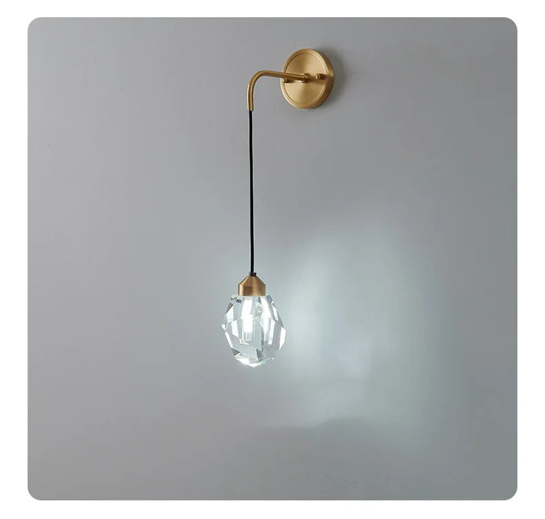 Afralia™ Crystal LED Wall Sconce Copper Light Fixture for Modern Luxury Home Decor