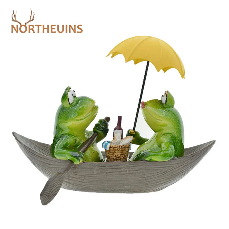 Afralia™ Modern Frog Boat Figurines for Study Desk Decor