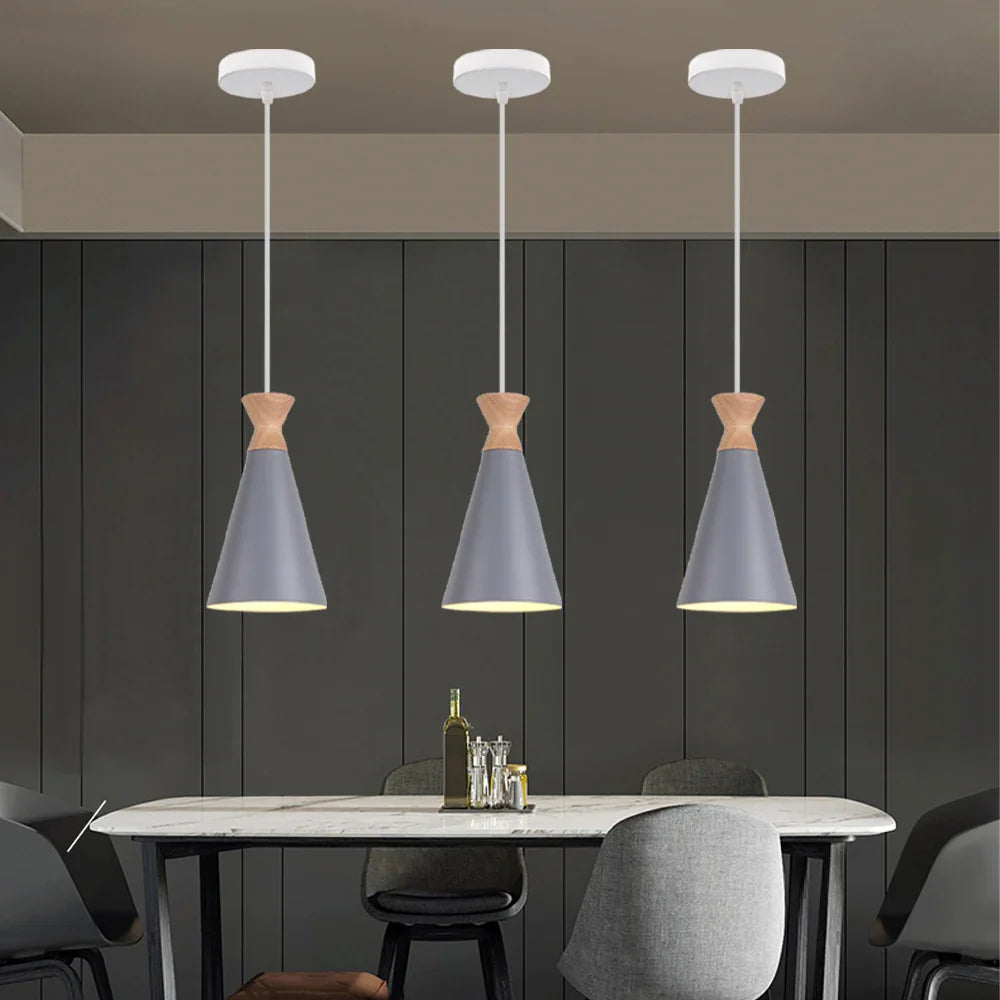 Afralia™ Vintage Modern Wood Pendant Lamp | Nordic Industrial LED Hanging Light