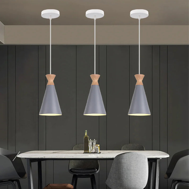 Afralia™ Vintage Modern Wood Pendant Lamp | Nordic Industrial LED Hanging Light