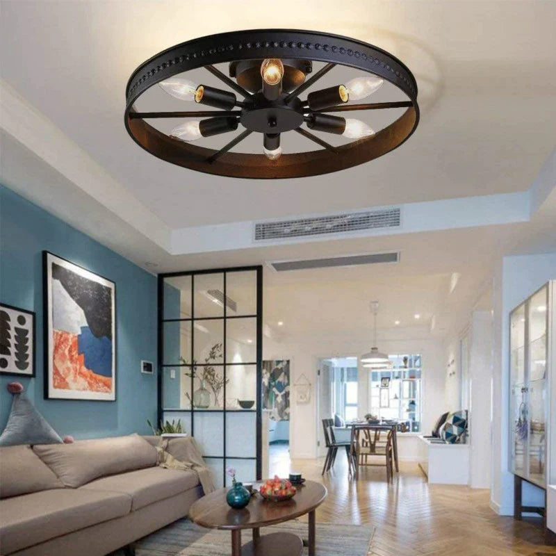 Afralia™ Retro Round Iron Ceiling Lamp for Bedroom Dining Study Living Room Lighting