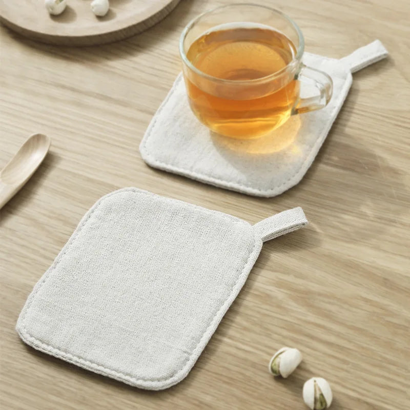 Afralia™ Cotton Linen Coaster Set for Tea Coffee Mug Heat Protection ECO Cup Mat