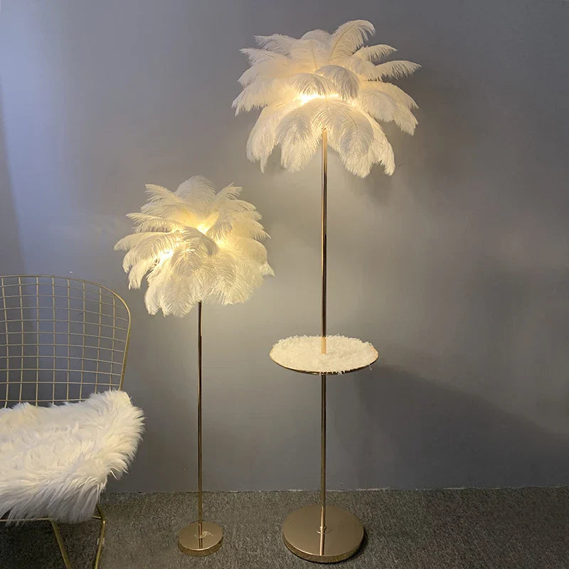 Afralia™ Ostrich Feather Floor Lamp: Nordic LED Lighting for Elegant Living Room and Bedroom Decor