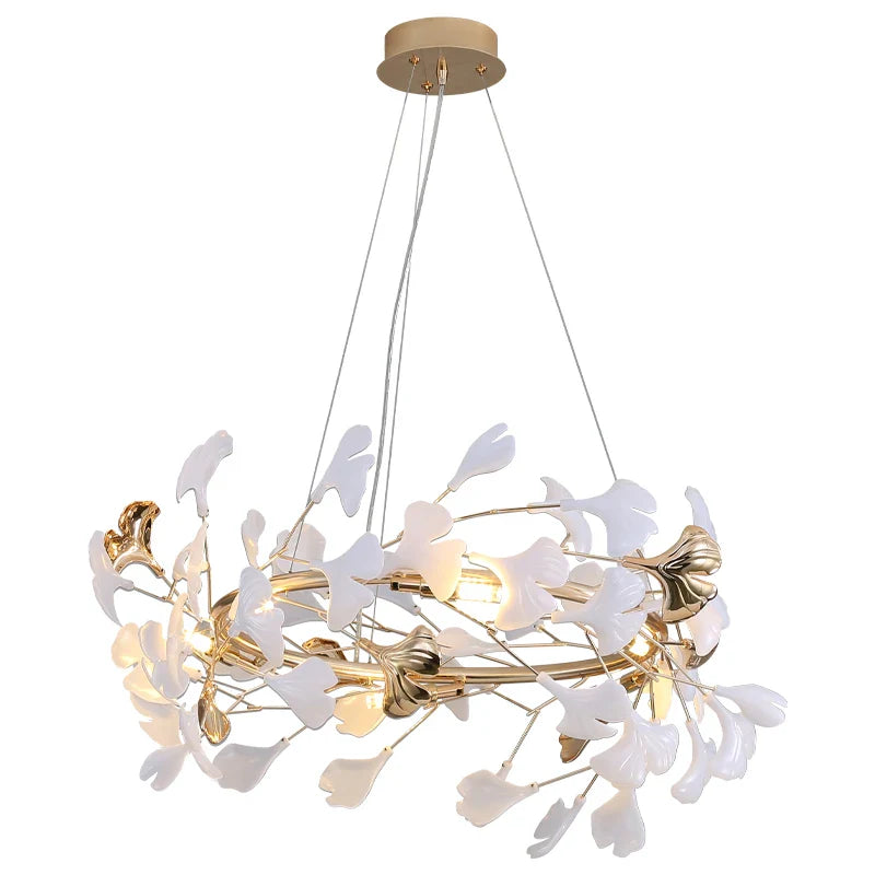 Afralia™ Ginkgo Ceramic Chandelier: Luxury Pendant Lights for Dining & Living Room
