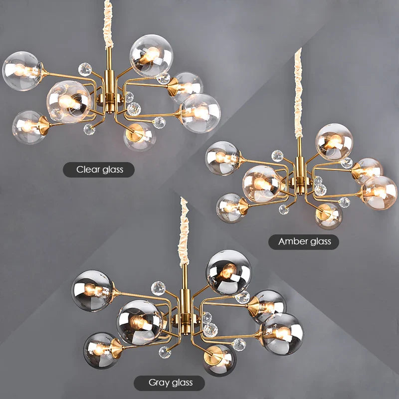 Afralia™ Glass Bubble Chandelier: Vintage Industrial Living Room Kitchen Island Light