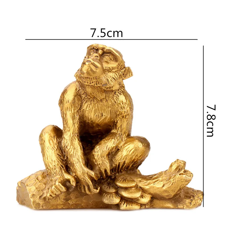 Afralia™ Retro Brass Zodiac Animal Sculpture. Chinese Modern Home Decor Craft.