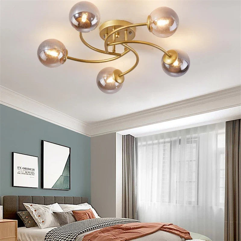 Afralia™ Glass Bulb LED Ceiling Light Fixture for Modern Living Room and Kitchen