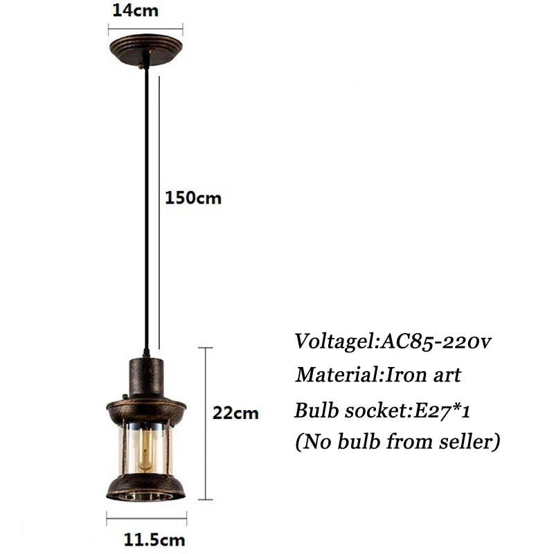 Afralia™ Glass Pendant Lamp Antique Vintage Dining Room Cafe Industrial Light