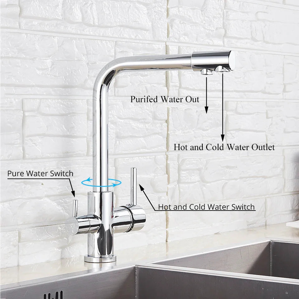 Afralia™ Black Kitchen Faucet with Rotatable Water Purification Feature