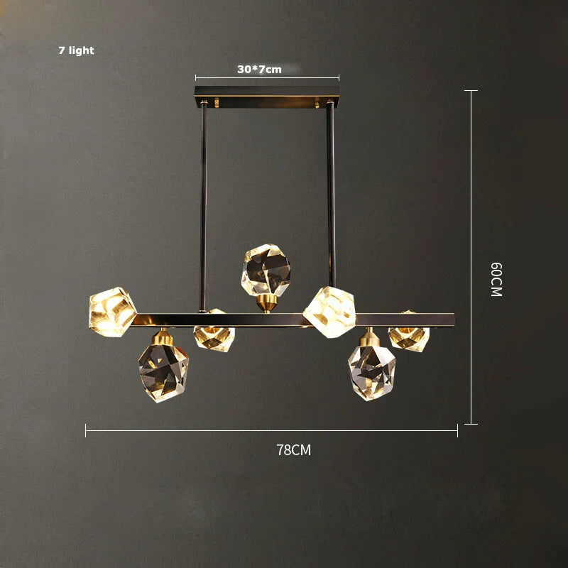 Afralia™ Black Crystal Copper Chandelier LED Hanging Lamps for Dinning Room