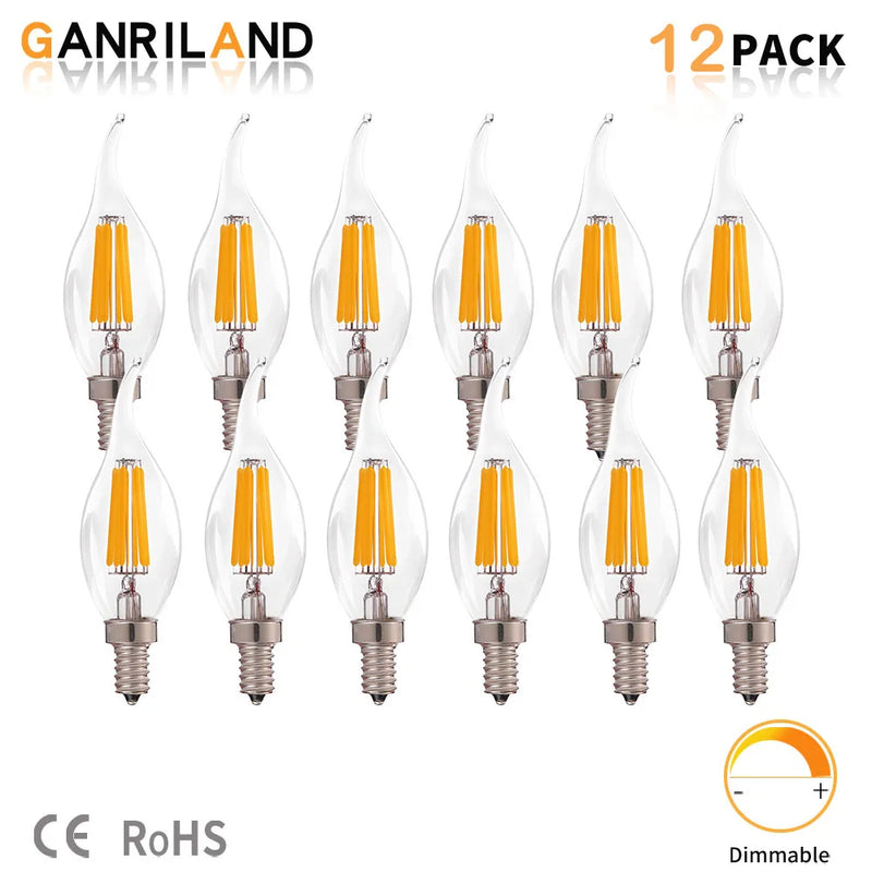 Afralia™ Dimmable Chandelier LED Bulbs E12 E14 Candelabra Flame Bent Tip 60W Equivalent