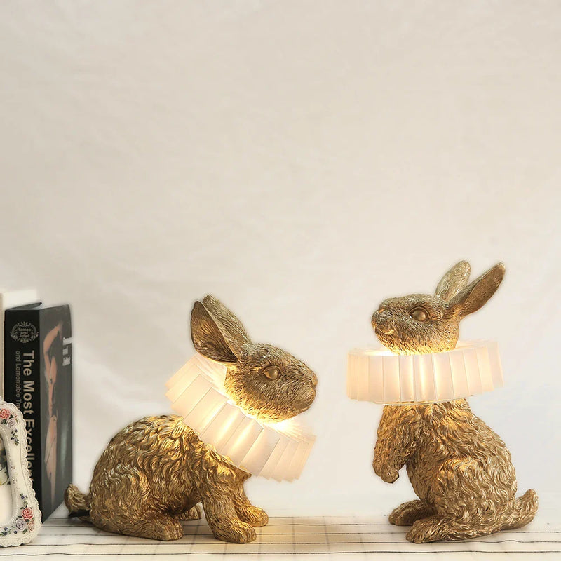 Afralia™ Nordic Rabbit Resin Scarf Table Lamp for Modern Living Room and Bedroom Decor