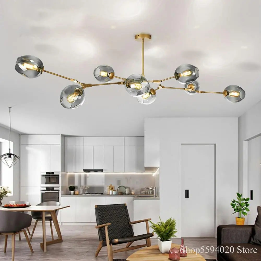 Afralia™ LED Ball Chandelier: Modern Glass Kitchen Pendant Light Fixture