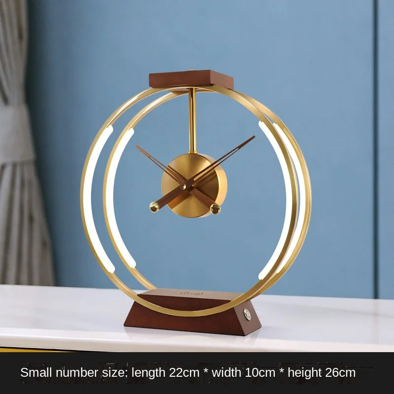 Afralia™ Nordic Luxury Solid Wood Table Clocks - Minimalist Gold Desk Decor