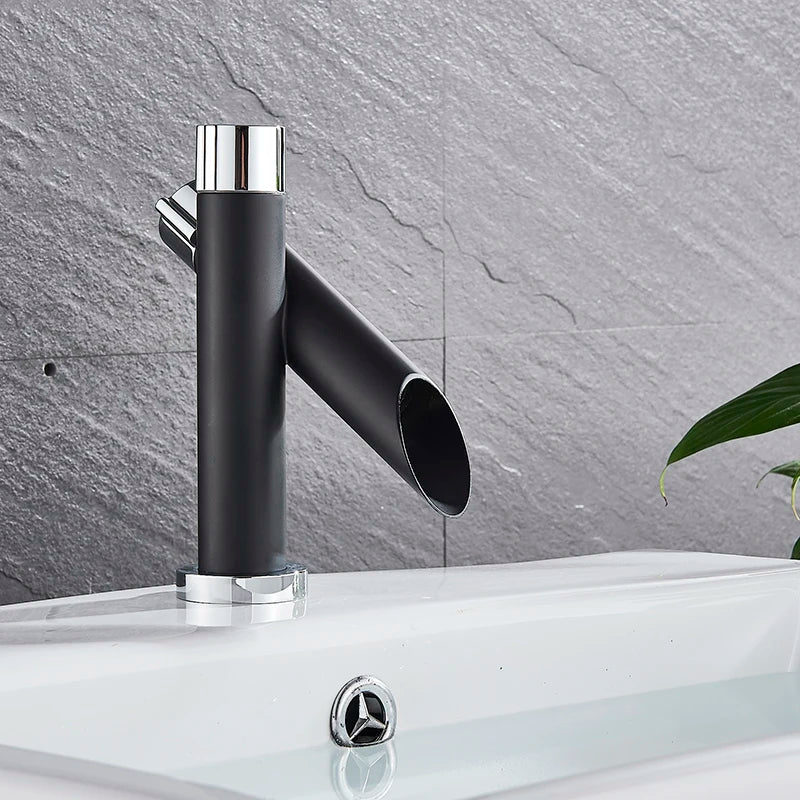 Afralia™ Square Handle Basin Mixer Tap for Bathroom Sink Hot Cold Water Faucet