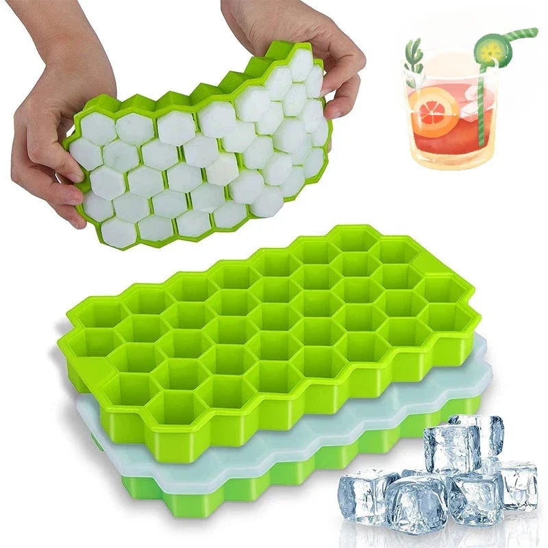 Afralia™ Silicone Honeycomb Ice Cube Maker with Lid - Green, BPA Free