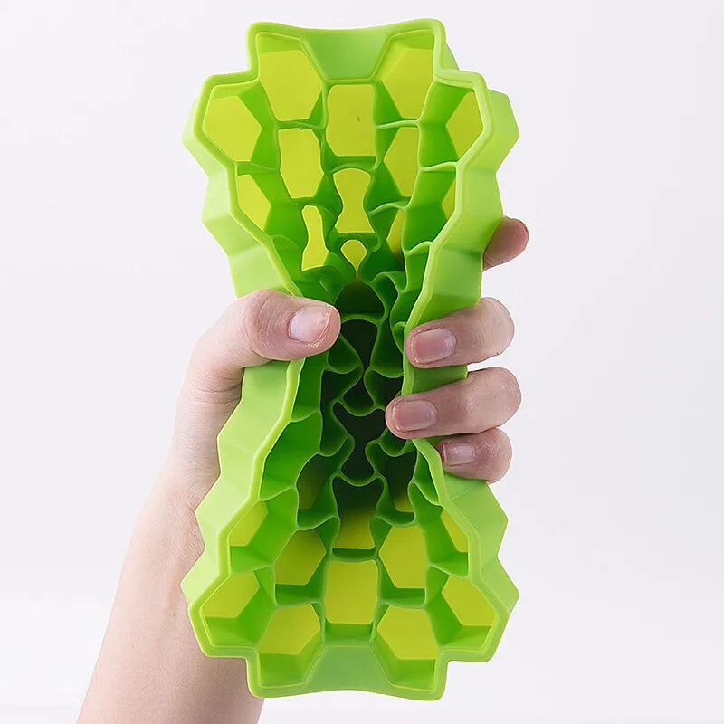 Afralia™ Silicone Honeycomb Ice Cube Maker with Lid - Green, BPA Free