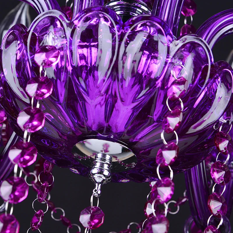 Afralia™ Purple Crystal Chandelier: Elegant European Decorative Pendant Lights for Home and Hospitality