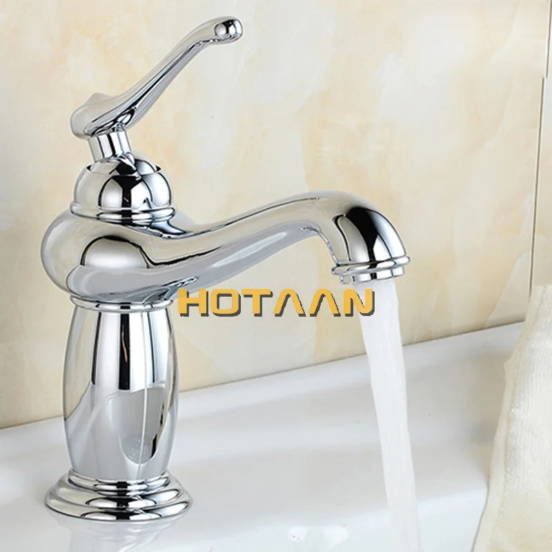 Afralia™ Gold Brass Bathroom Basin Faucet with Ceramic Mixer Tap