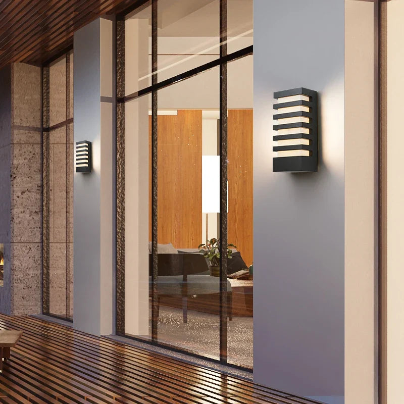 Afralia™ Modern Black Outdoor Wall Light 12W Waterproof Aluminum Sconce