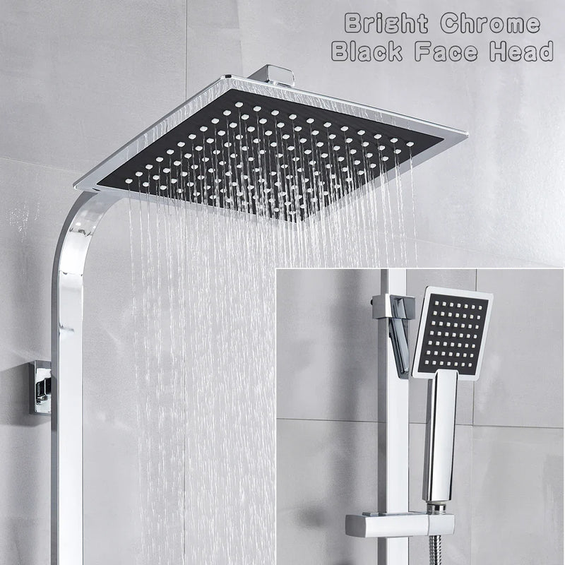 Afralia™ Chrome Rainfall Shower Set with Hand Shower Wall Mounted Mixer Faucet