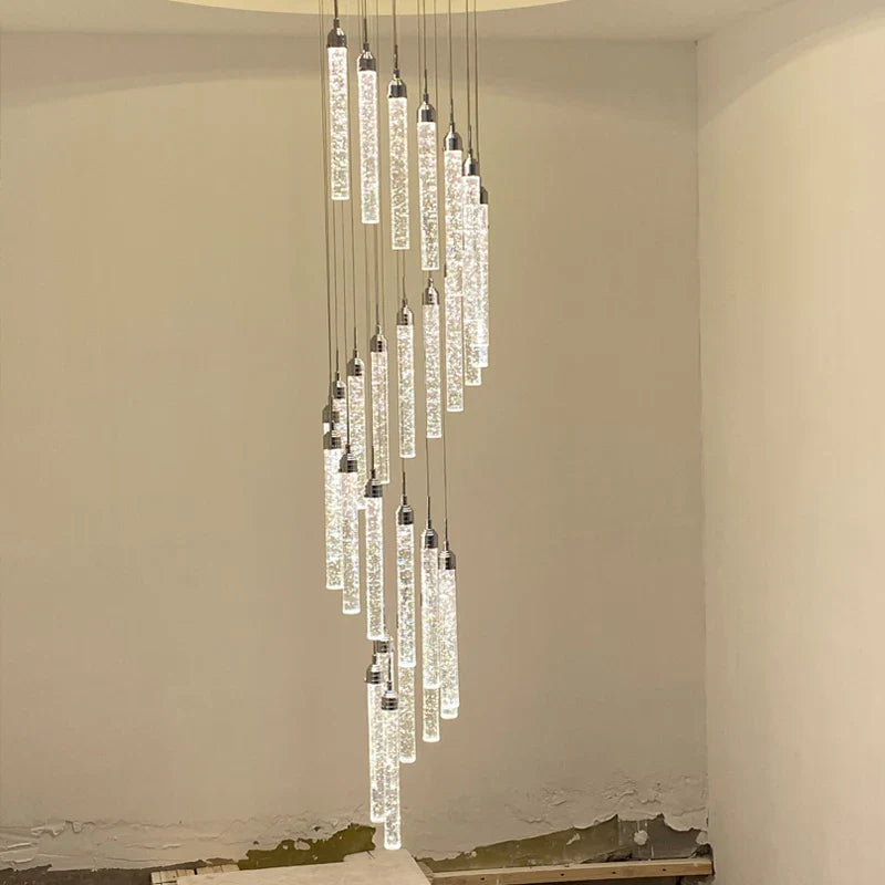 Afralia™ Golden LED Crystal Chandelier for Living Room Staircase
