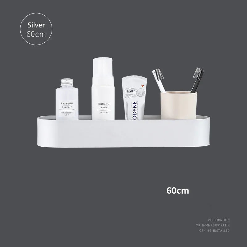 Afralia™ Aluminum Bathroom Shelf with Towel Bar for Bath/Shower Organization