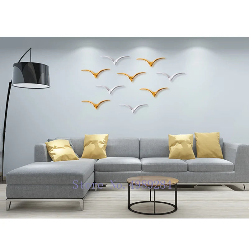 Afralia™ Bird Ceramic Pendant Wall Decor Gold Seagull Wild Goose Modern Home