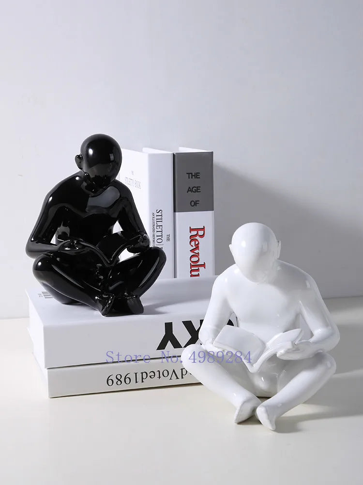 Afralia™ Creative Ceramics Sculpture for Modern Desktop Bookcase Decor and Home Craft Decoration