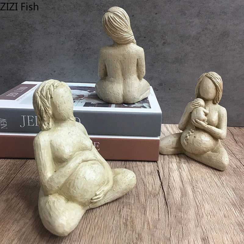 Afralia™ Pregnant Woman Resin Statue Desk Decor Sculpture Figurine Ornaments Statuette