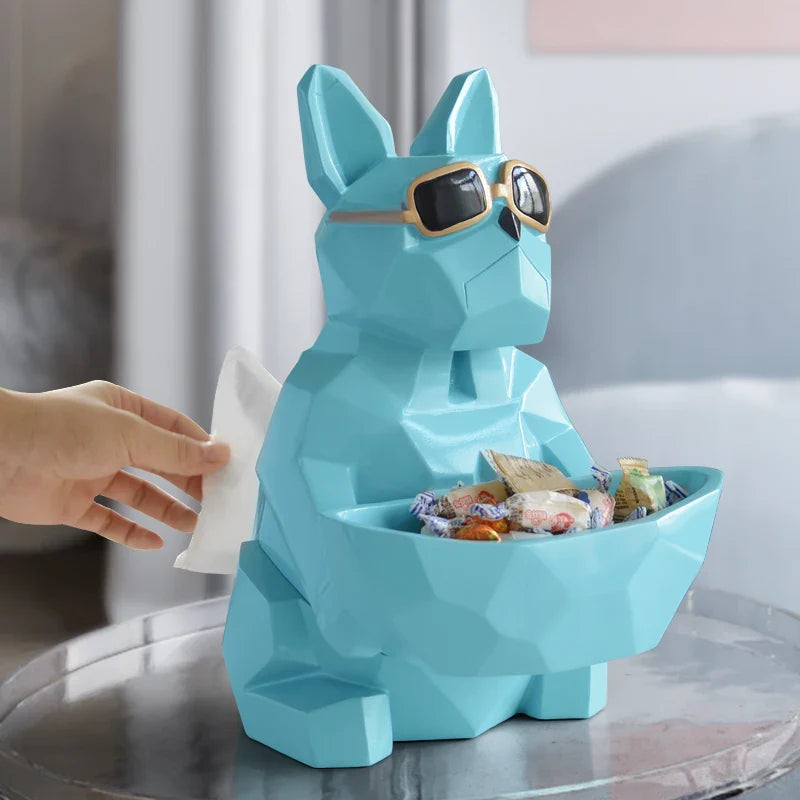 Afralia™ Cool Dog Tissue Box Holder with Storage Box Home Office Decor Dog Figurine
