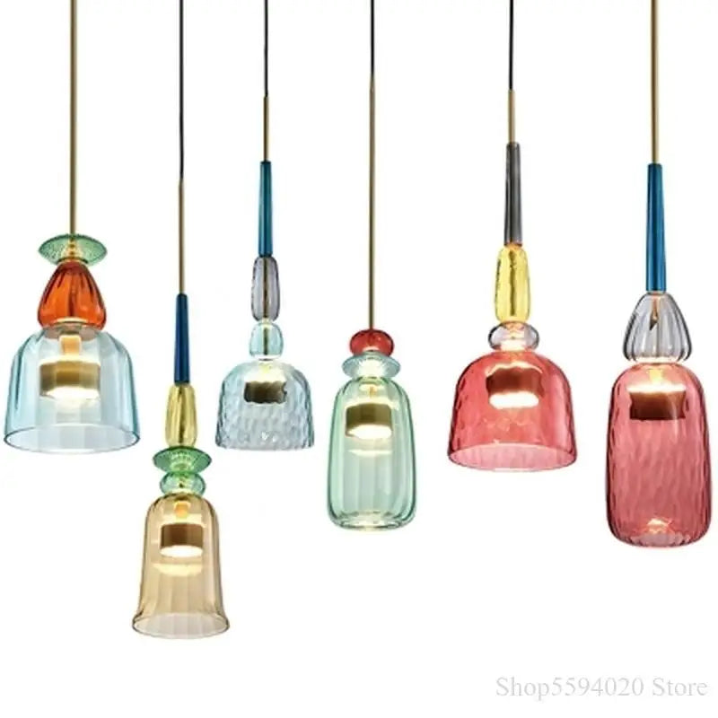 Afralia™ Retro Glass Candy Pendant Light for Children's Room - Nordic Style
