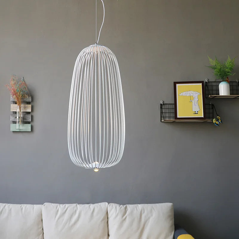 Afralia™ Spokes Pendant Lamp: Modern Bird Cage LED Light Fixture for Kitchen, Dining Room