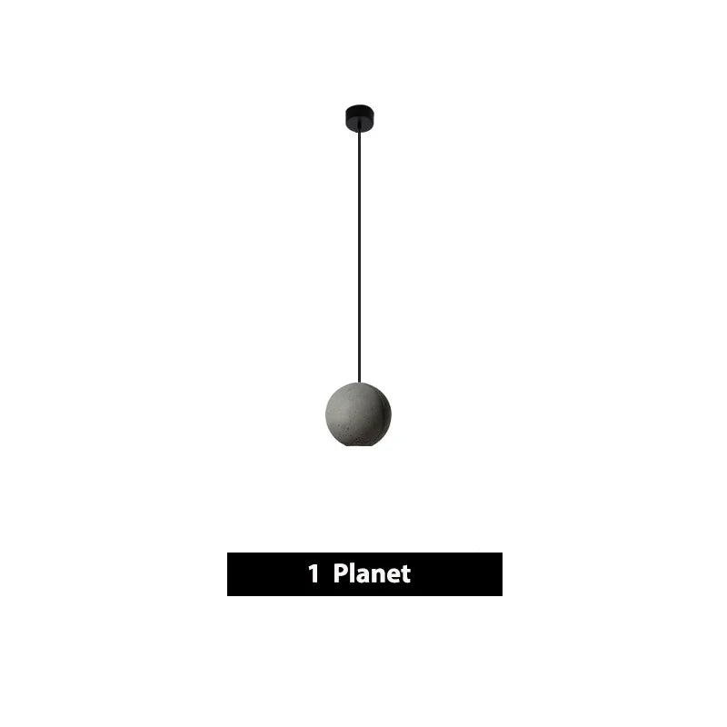 Afralia™ Cement Pendant Light | Nordic Design Moon Planet Hanging Lamp for Dining Room