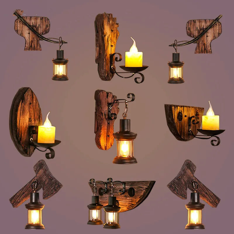 Afralia™ Wood Led Wall Lamp: Retro Industrial Sconce for Home, Restaurant, Bar, and Hotel